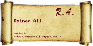 Rainer Ali névjegykártya